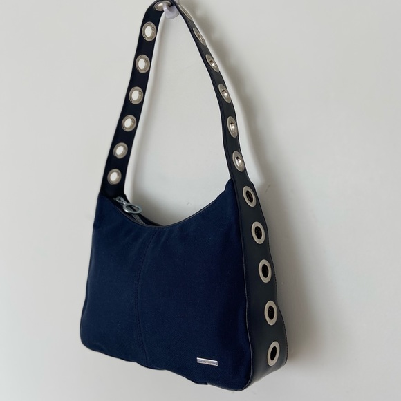 Vintage Gianfranco Ferre Canvas Shoulder Bag with Metal Eyelet Trim - Picture 7 of 9